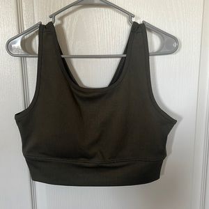 Army green cropped workout tank